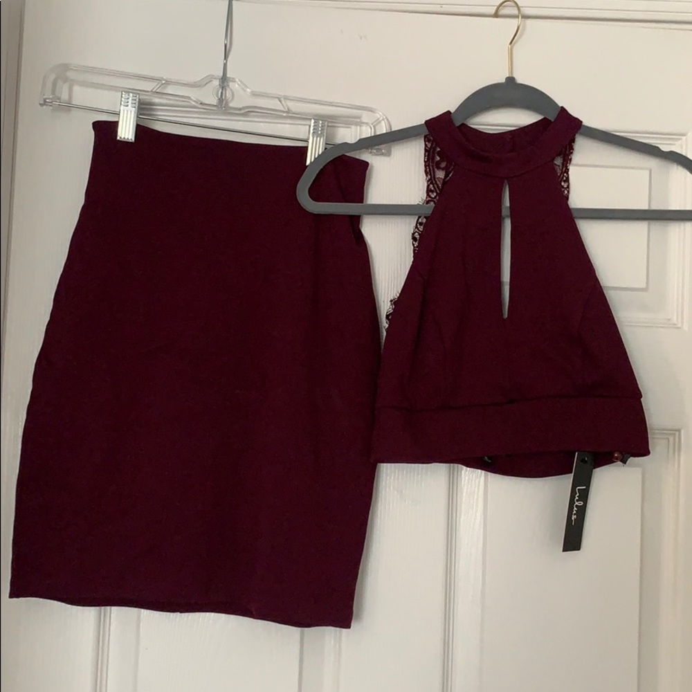 NWT Chic My Interest Burgundy Lace Two-Piece Dress